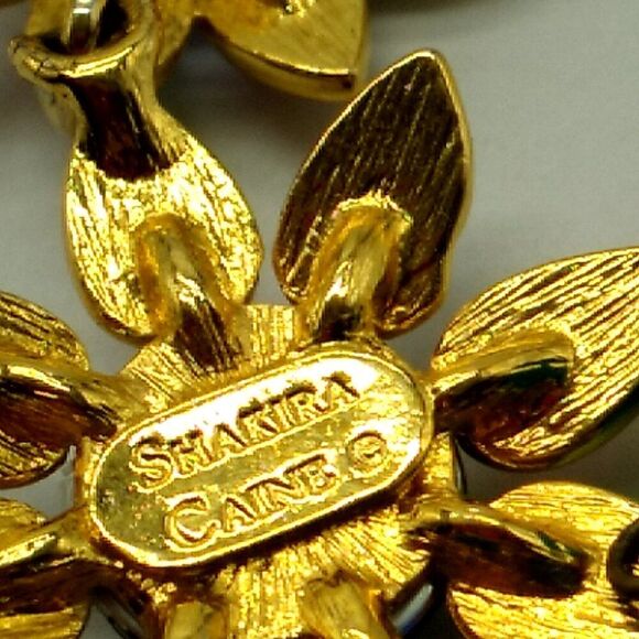 VTG SHAKIRA CAINE Indian Mughal Necklace & Matching Clip-on Earrings Glass Stone - Picture 5 of 16